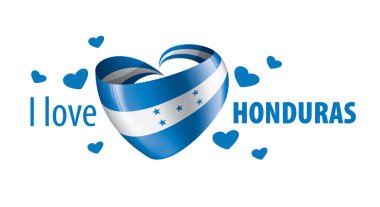 Honduras 'ın kalp şeklinde ulusal bayrağı ve Honduras' a bayılıyorum. Vektör illüstrasyonu