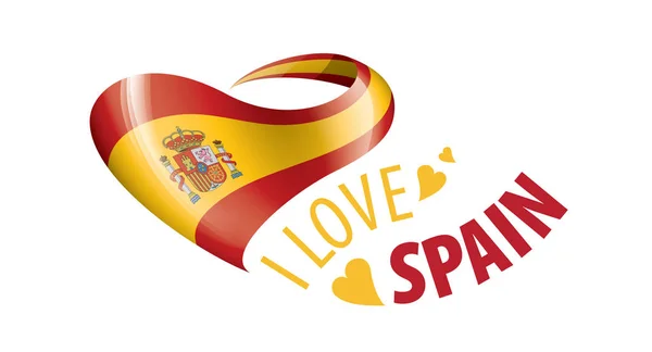 A spanyol nemzeti zászló szív alakban, és a felirat, amit szeretek Spanyolországban. Vektorillusztráció — Stock Vector