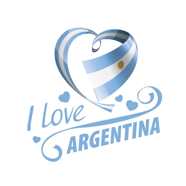 National flag of the Argentina in the shape of a heart and the inscription I love Argentina. Vector illustration — 스톡 벡터
