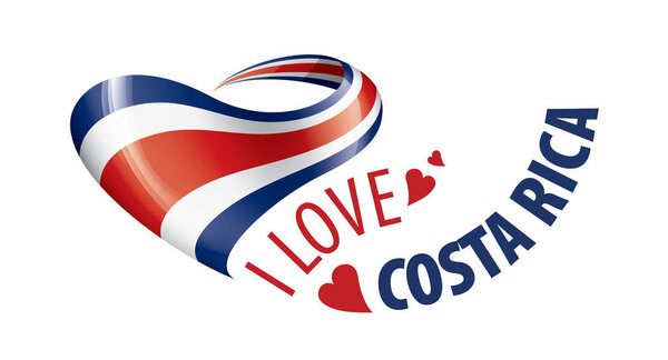 National flag of the Costa Rica in the shape of a heart and the inscription I love Costa Rica. Vector illustration