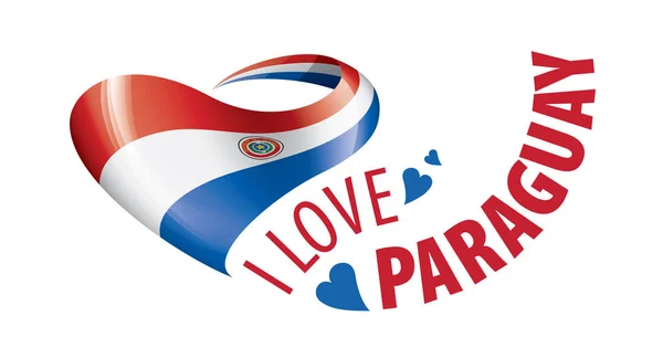 Národní vlajka Paraguaye ve tvaru srdce a nápis Miluji Paraguay. Vektorová ilustrace — Stockový vektor