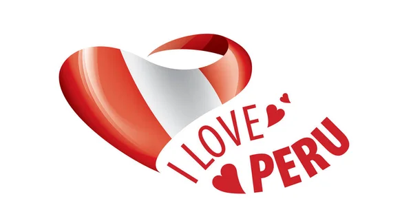 Государственный флаг Перу в форме сердца и надписи "Я люблю Перу". Векторная иллюстрация — стоковый вектор