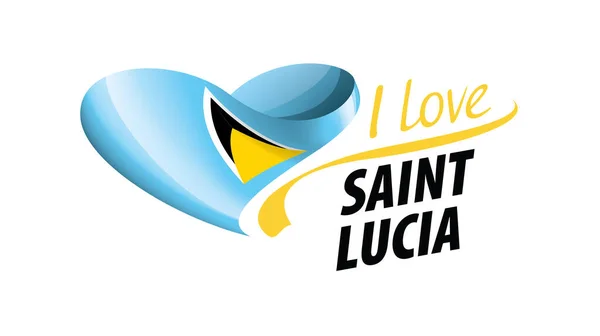 Bandera nacional de Santa Lucía en forma de corazón y la inscripción Me encanta Santa Lucía. Ilustración vectorial — Vector de stock