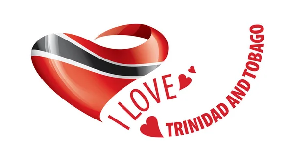 Trinidad ve Tobago 'nun kalp şeklinde ulusal bayrağı ve Trinidad ve Tobago' ya bayılıyorum. Vektör illüstrasyonu — Stok Vektör