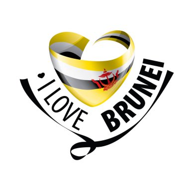 Brunei 'nin kalp şeklinde ulusal bayrağı ve Brunei' ye bayılıyorum. Vektör illüstrasyonu
