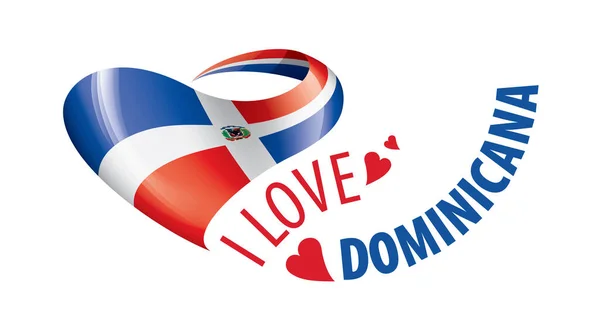 National flag of the Dominicana in the shape of a heart and the inscription I love Dominicana. Vector illustration — 스톡 벡터