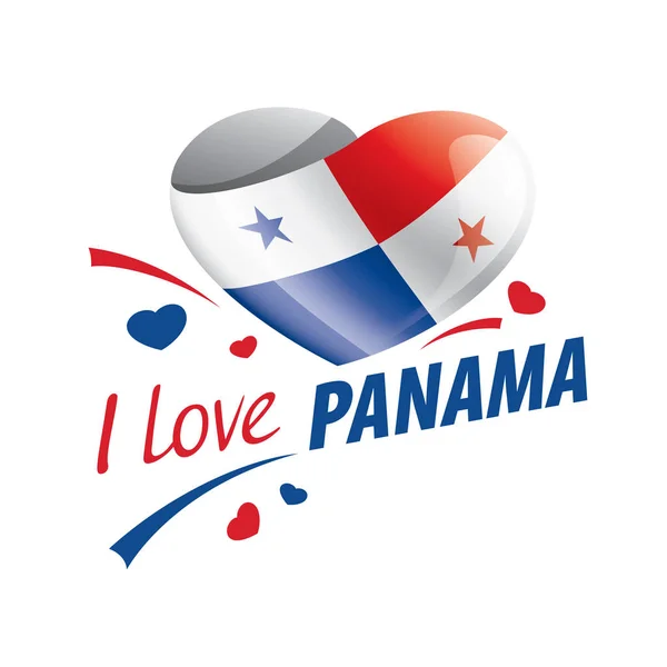 Bandera Nacional de Panamá en forma de corazón y la inscripción Me encanta Panamá. Ilustración vectorial — Archivo Imágenes Vectoriales