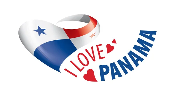 Drapeau national du Panama en forme de cœur et l'inscription que j'aime Panama. Illustration vectorielle — Image vectorielle