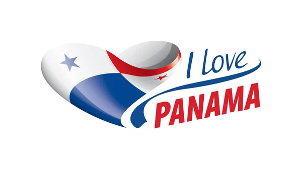 Nationalflagge des panamas in form eines herzens und der aufschrift i love panama. Vektorillustration — Stockvektor