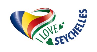 Seyşeller 'in kalp şeklinde ulusal bayrağı ve Seyşeller' e bayılıyorum. Vektör illüstrasyonu