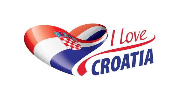 Bandeira nacional da Croácia na forma de um coração e a inscrição Eu amo a Croácia. Ilustração vetorial —  Vetores de Stock