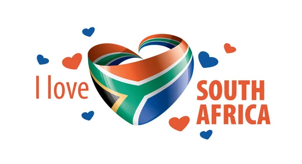 Nationale vlag van Zuid-Afrika in de vorm van een hart en de inscriptie Ik hou van Zuid-Afrika. Vectorillustratie — Stockvector