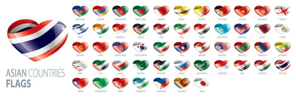 Banderas nacionales de países asiáticos. ilustraciones vectoriales — Vector de stock