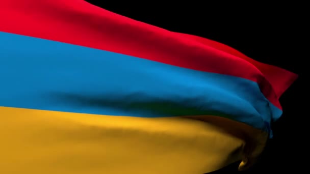 Die armenische Nationalflagge flattert im Wind — Stockvideo