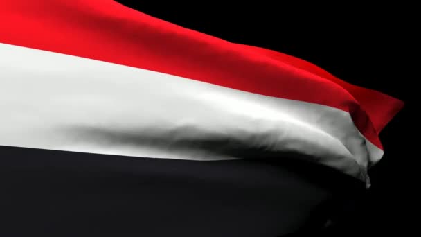 La bandera nacional de Yemen ondea con el viento — Vídeo de stock