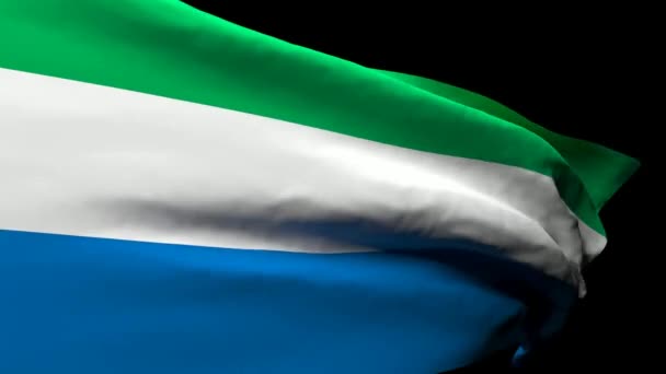Sierra Leone nemzeti zászlaja a szélben van. — Stock videók