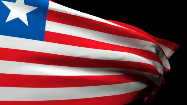 La bandera nacional de Liberia ondea en el viento — Vídeo de stock