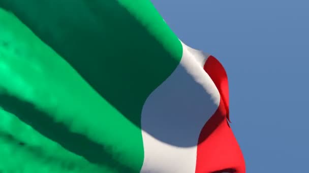 La bandera nacional de Italia ondea con el viento — Vídeos de Stock