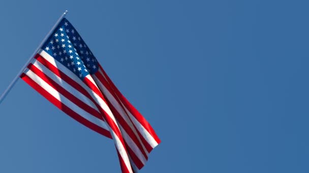 La bandera nacional de los Estados Unidos de América ondea con el viento — Vídeo de stock