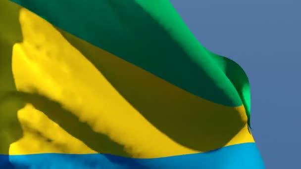 The national flag of Gabon flutters in the wind — Stock Video