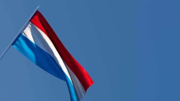 La bandera nacional de los Países Bajos ondea con el viento — Vídeos de Stock