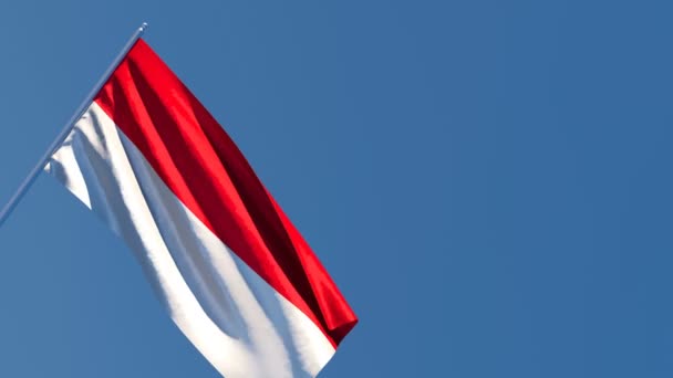 Indonesiens nationella flagga seglar i vinden — Stockvideo