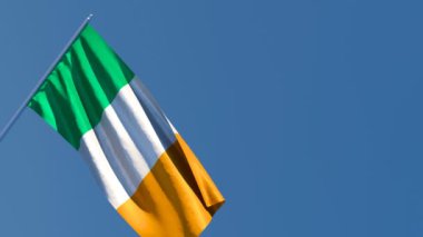 İrlanda bayrağı rüzgârda dalgalanıyor.