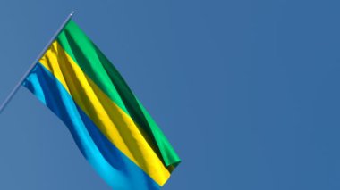 Gabon 'un ulusal bayrağı rüzgarda dalgalanıyor