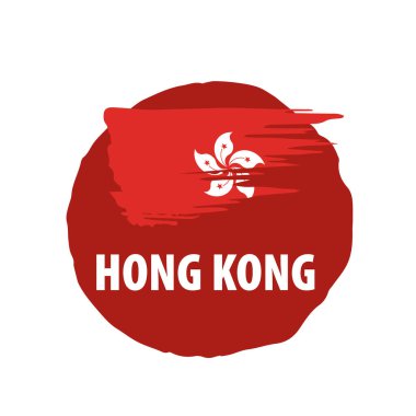 Hong Kong bayrağı, beyaz arkaplanda vektör çizimi