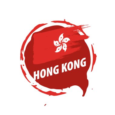 Hong Kong bayrağı, beyaz arkaplanda vektör çizimi