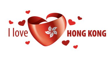 Hong Kong bayrağı, beyaz arkaplanda vektör çizimi