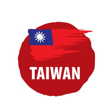Tayvan bayrağı, beyaz arkaplanda vektör illüstrasyonu