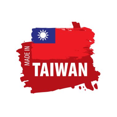 Tayvan bayrağı, beyaz arkaplanda vektör illüstrasyonu