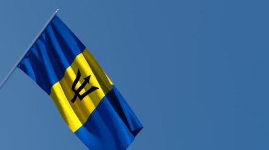 Barbados 'un ulusal bayrağı rüzgarda dalgalanıyor.