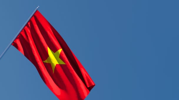 La bandera nacional de Vietnam ondea con el viento — Vídeo de stock