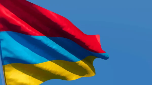 Representación en 3D de la bandera nacional de Armenia ondeando al viento — Foto de Stock