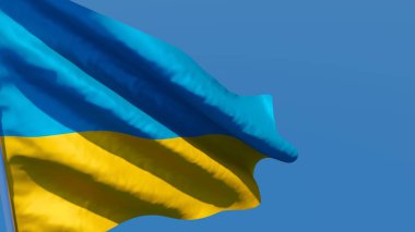 Ukrayna 'nın ulusal bayrağının rüzgarda dalgalanması
