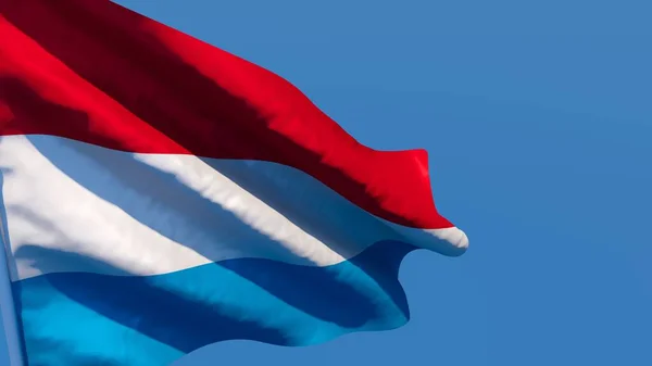 Representación en 3D de la bandera nacional de los Países Bajos ondeando al viento — Foto de Stock