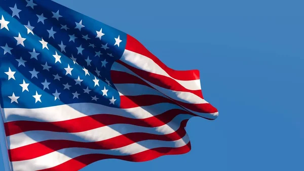 3D-Darstellung der Nationalflagge der Vereinigten Staaten von Amerika, die im Wind weht — Stockfoto