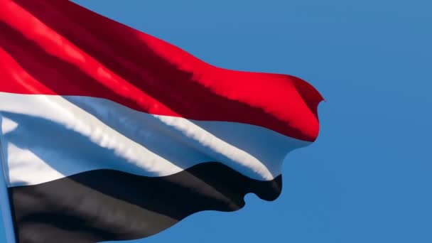 Η εθνική σημαία της Υεμένης κυματίζει στον άνεμο — Αρχείο Βίντεο