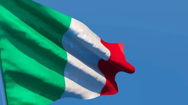 바람에 흔들 리는 이탈리아 국기 3D 렌더링 — 스톡 사진
