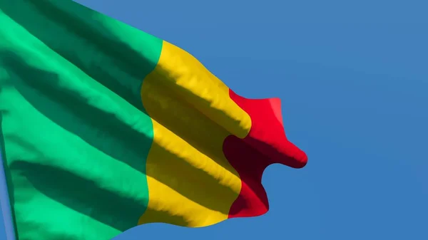 바람에 흔들리는 말리의 국기 3D 렌더링 — 스톡 사진