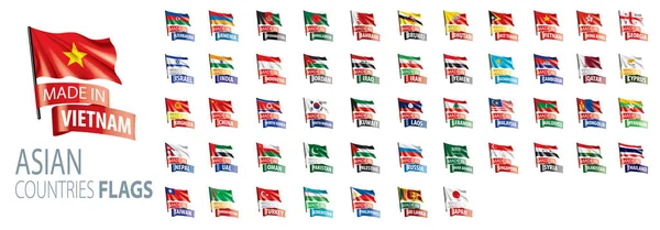 Bandeiras nacionais de países asiáticos. Ilustrações vetoriais — Vetor de Stock