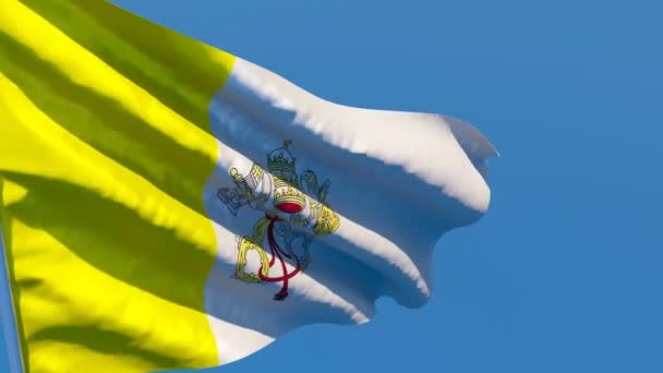 A bandeira nacional do Vaticano está voando ao vento — Vídeo de Stock