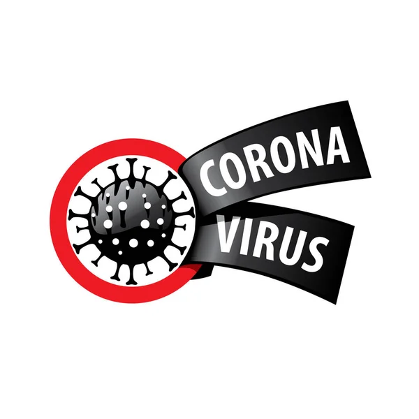 Vektorschwarzes Zeichen eines Coronavirus in einem roten Kreis — Stockvektor