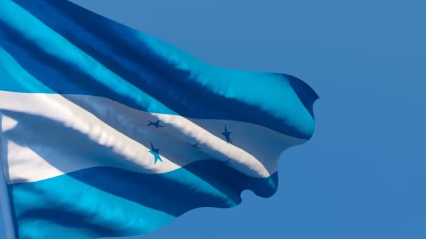 Національний прапор Гондурасу летить на вітрі. — стокове відео