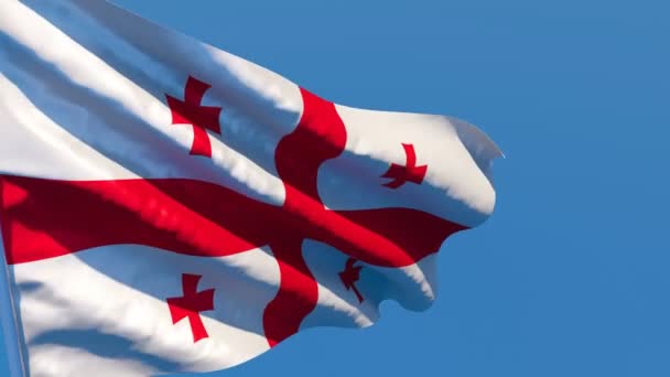 Державний прапор Грузії летить на вітрі. — стокове відео