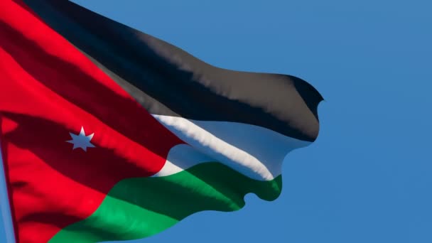 La bandera nacional de Jordania ondea en el viento — Vídeo de stock