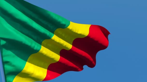 Die Nationalflagge des Kongo weht im Wind — Stockvideo