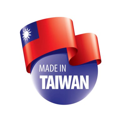 Tayvan bayrağı, beyaz arkaplanda vektör illüstrasyonu